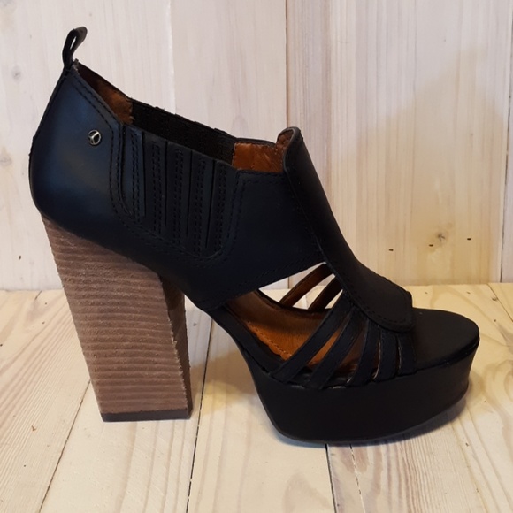 Lucky Brand Shoes - LUCKY BRAND Black Leather Platform Heels